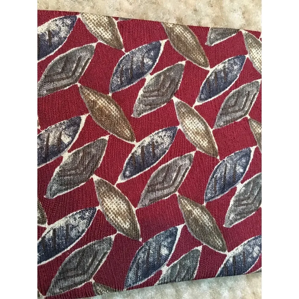 Villa Bugatti Mens 100% Silk Tie Red Blue Gray Geometric Leaves Designer Necktie